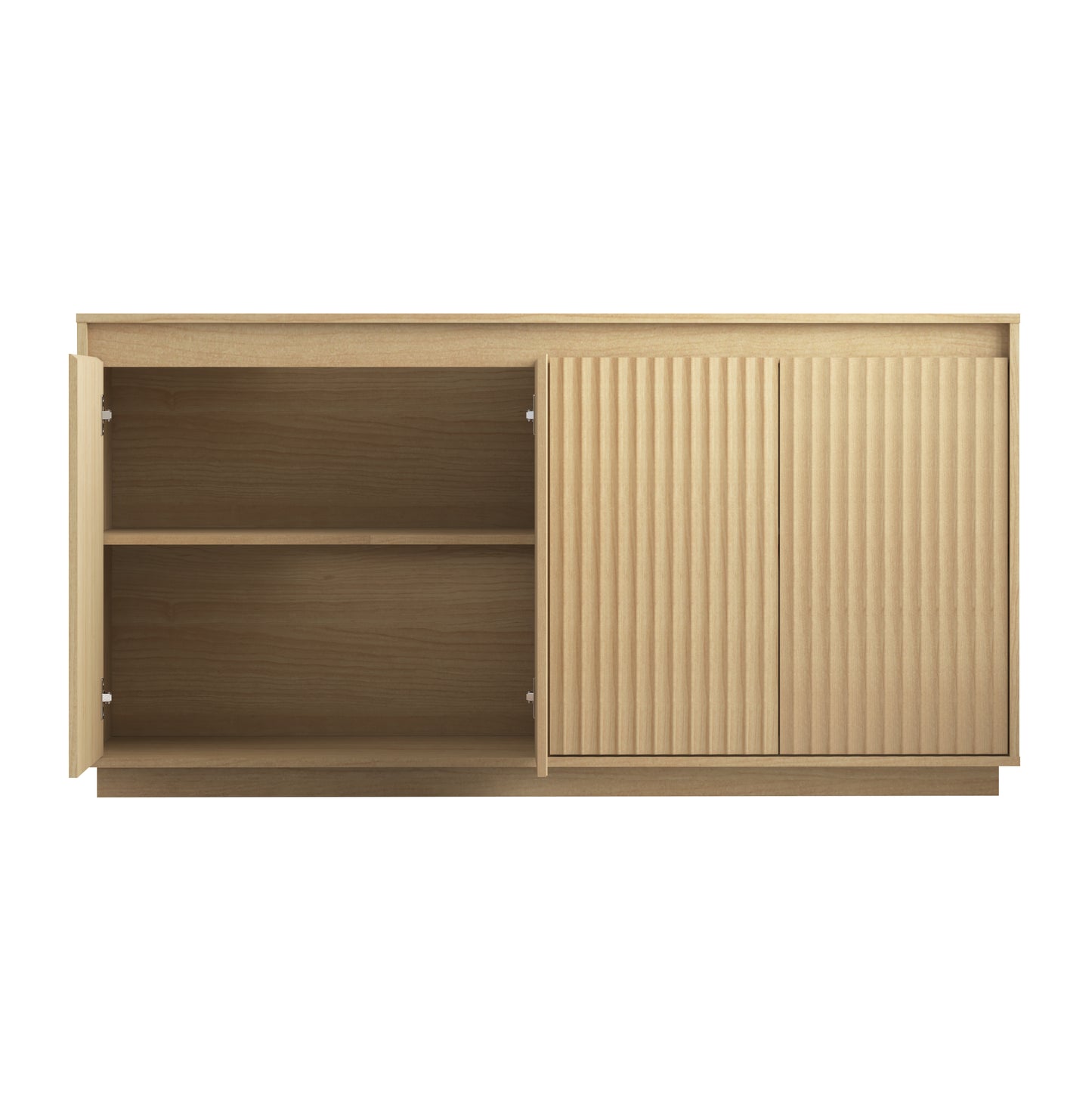 Natural 4-Door Sideboard Buffet Cabinet with Power Outlet