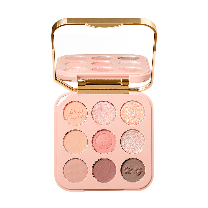 Nine Color Eyeshadow Palette for Makeup - Silky Tenderness with Adorable Pet Design