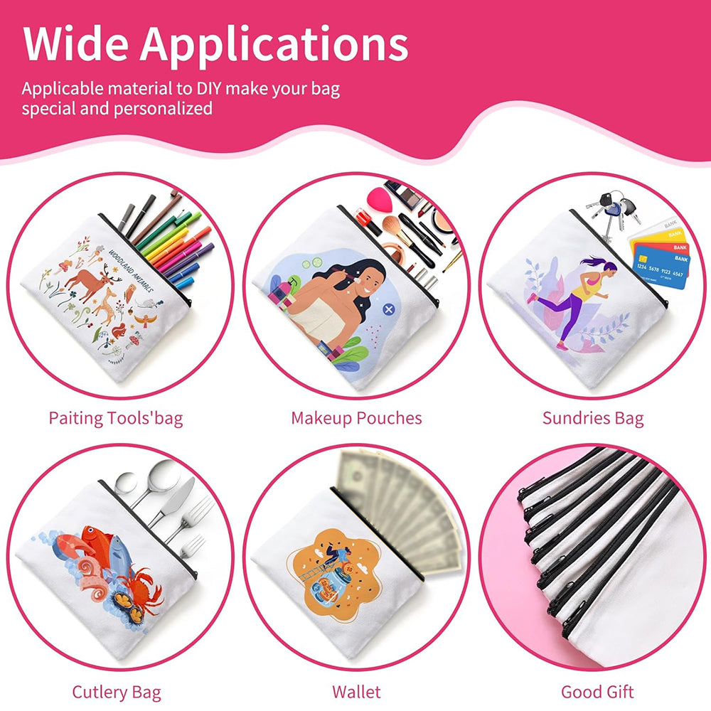 12 Pcs DIY Paintable Canvas Pouch Set with Charms and Chains