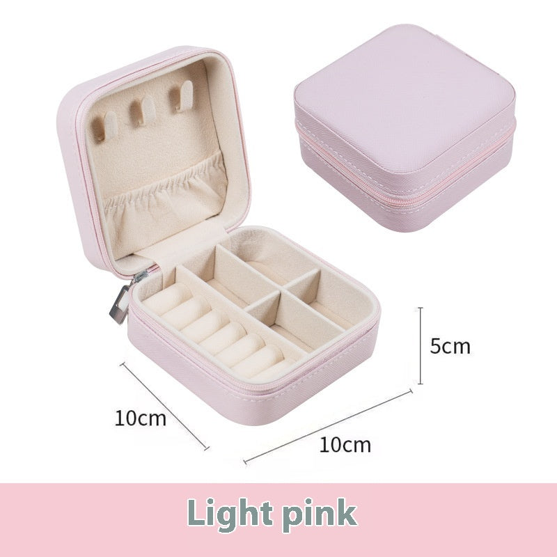 Portable Jewelry Box with Velvet Interior for Rings and Earrings
