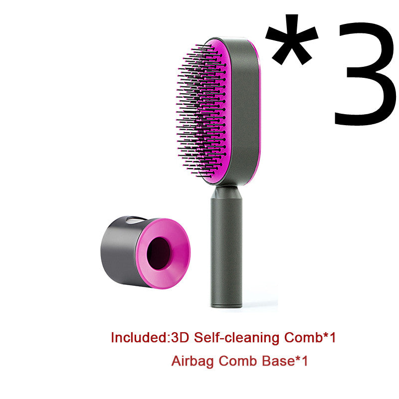 Self-Cleaning Hair Brush with 3D Air Cushion for Scalp Massage & Detangling