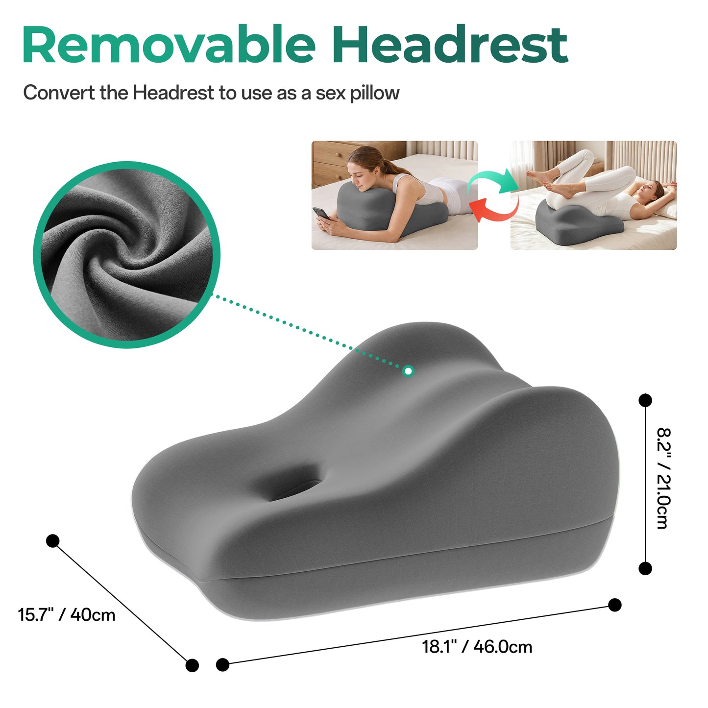 Ergonomic Memory Foam Support Pillow for Couples - Grey