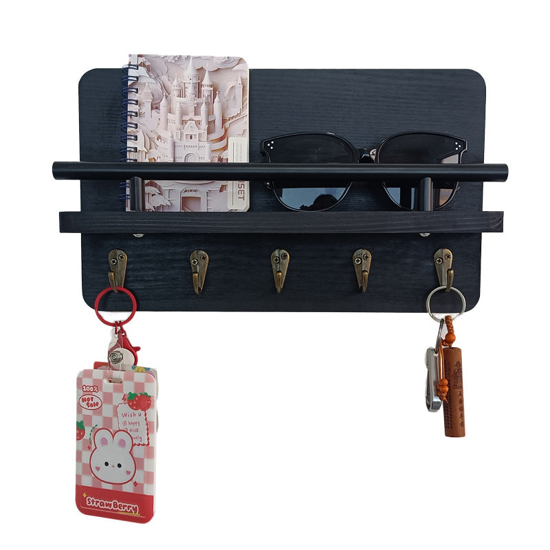 Wall-Mounted Wooden Mail Organizer Rack with 2 Shelves - Entryway Storage