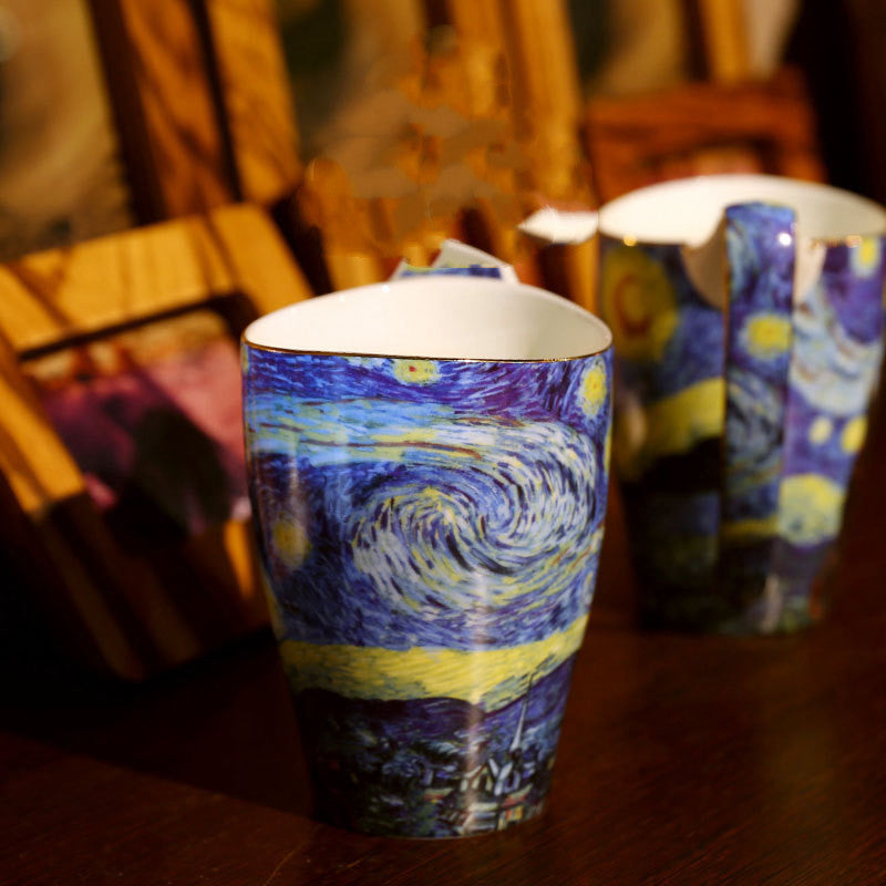 European Retro Style Ceramic Mug with Large Capacity - Multiple Designs