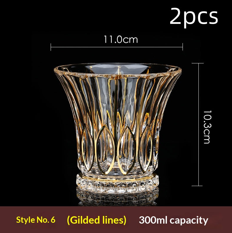 Large Gold-Trimmed Gin Crystal Glass - Vintage Drinkware for Bar & Kitchen