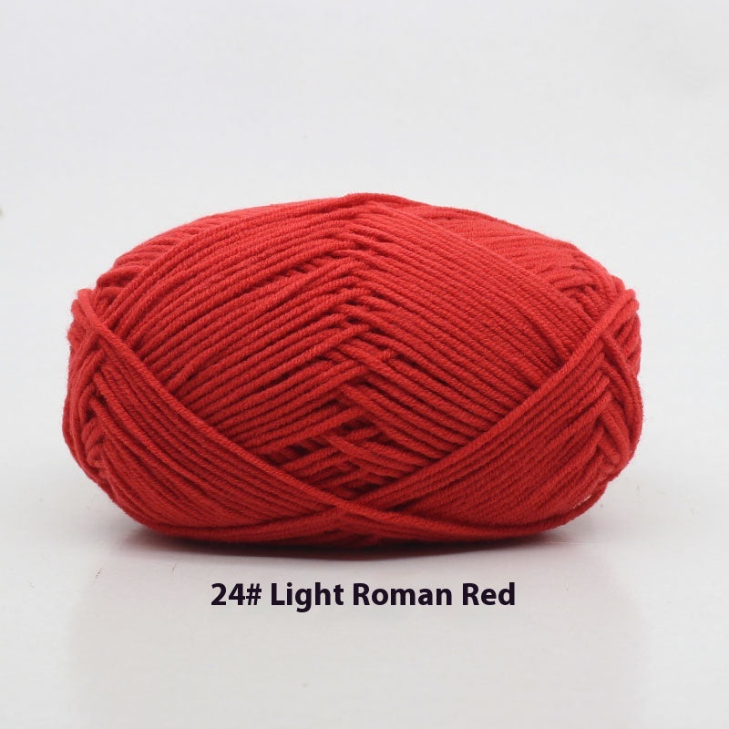 Four-Strand Milk Cotton Crochet Yarn Balls for Craft Projects - Multiple Colors