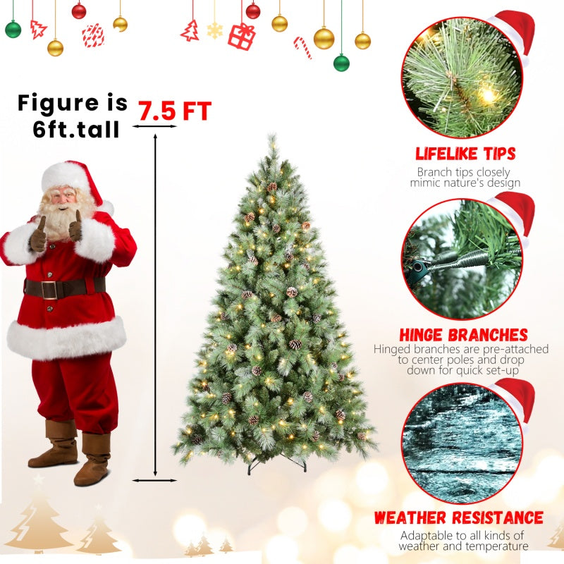 PVC Christmas Tree - Mixed Needle Design with Pine Cones