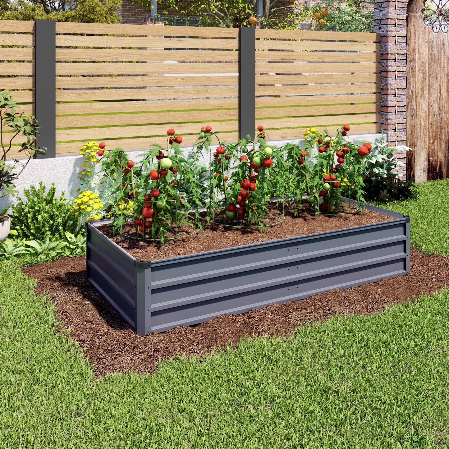 6x3x1ft Large Garden Bed, Grey Color Rectangular Galvanized Metal