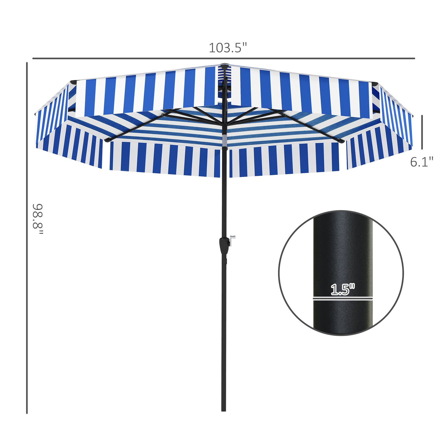 8.6FT Patio Umbrella with UPF 30+ Protection - Navy Blue