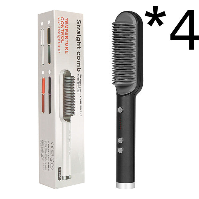 2-in-1 Hair Straightener Curling Iron Hot Comb with Negative Ions - Multi-Functional Electric Hair Styling Brush