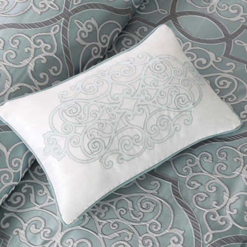 12 Piece Blue Comforter Set with Cotton Bed Sheets - Cal King