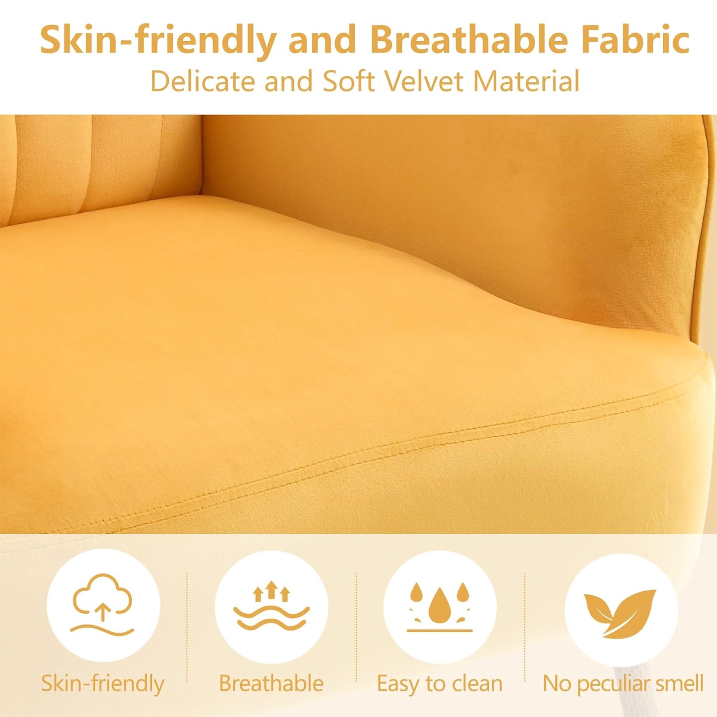 Yellow Velvet Accent Chair - Modern Upholstered Barrel Armchair