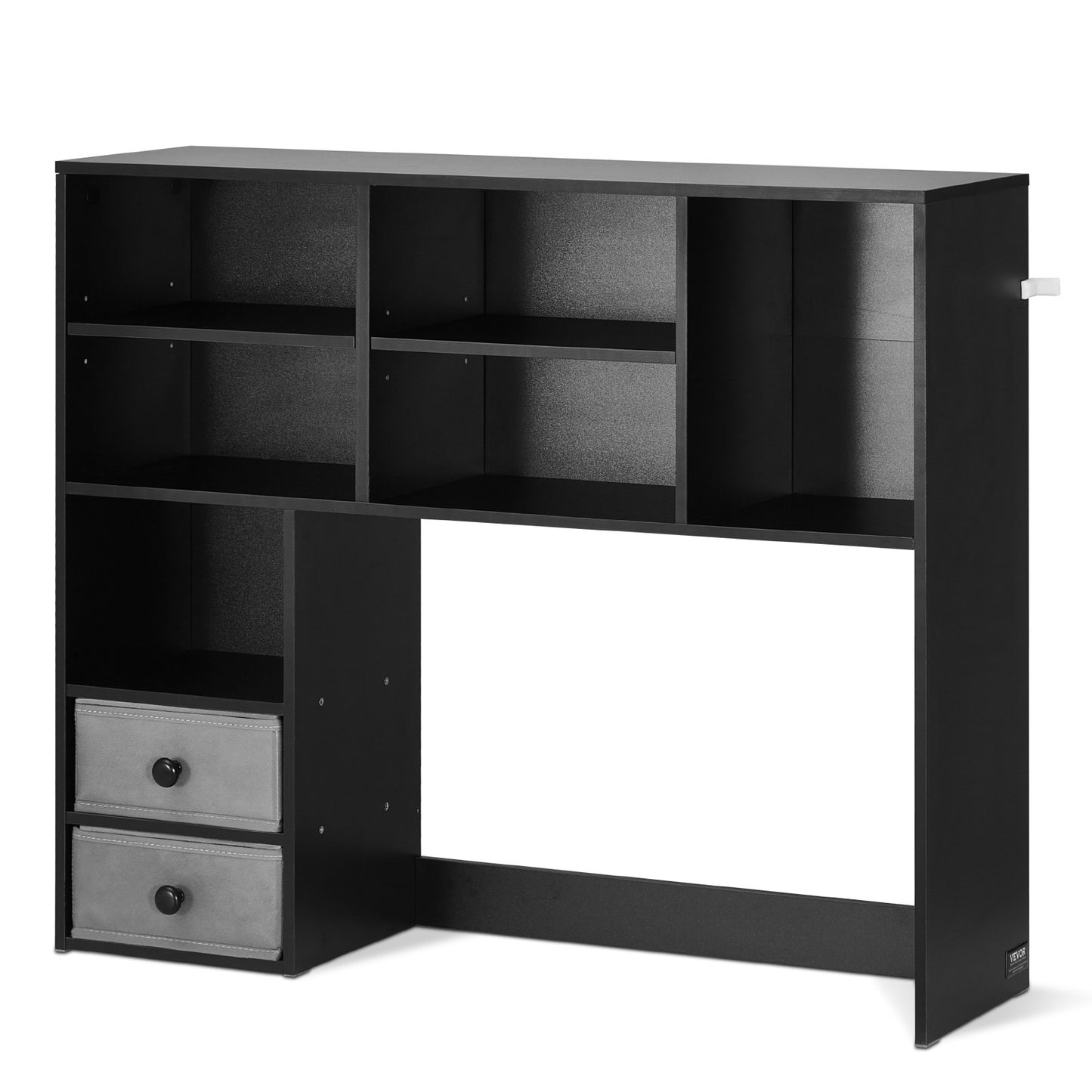 3-Tier Desktop Bookshelf with Fabric Drawers - Black