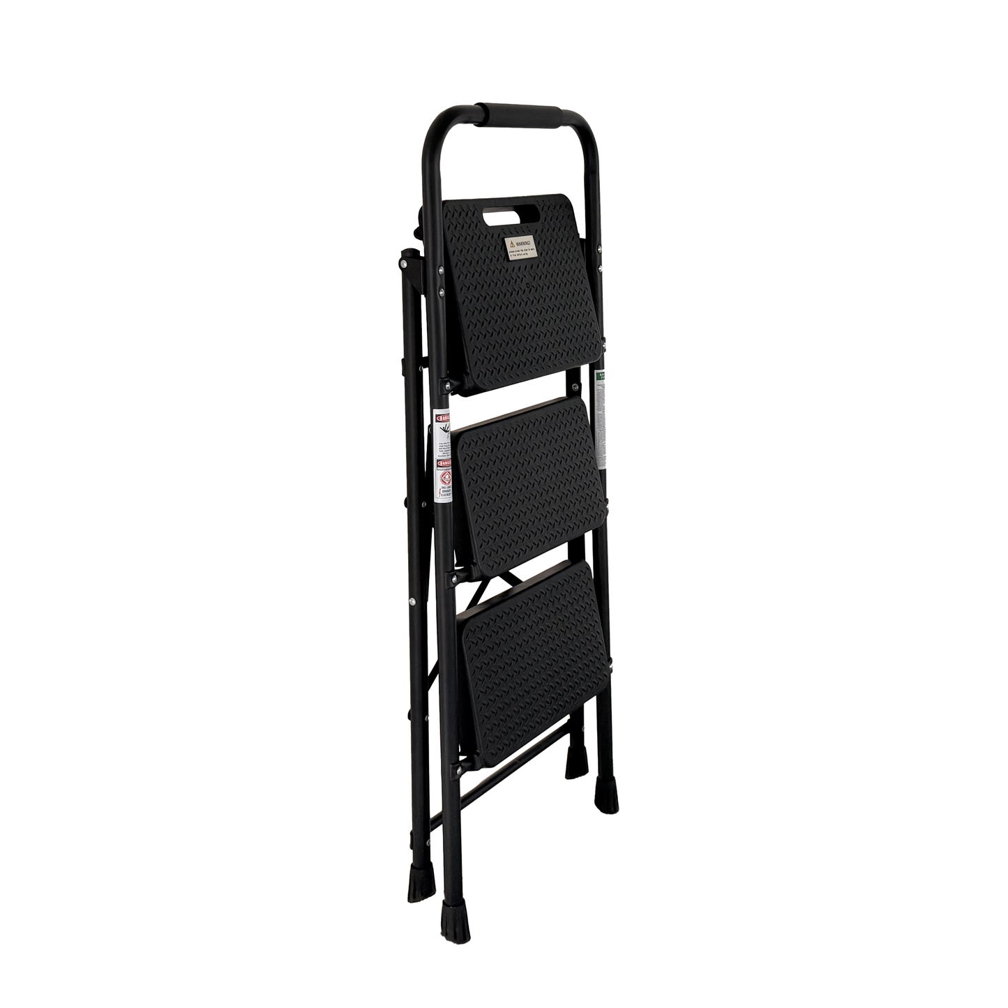 3-Step Folding Step Ladder with Anti-Slip Pedals - Black