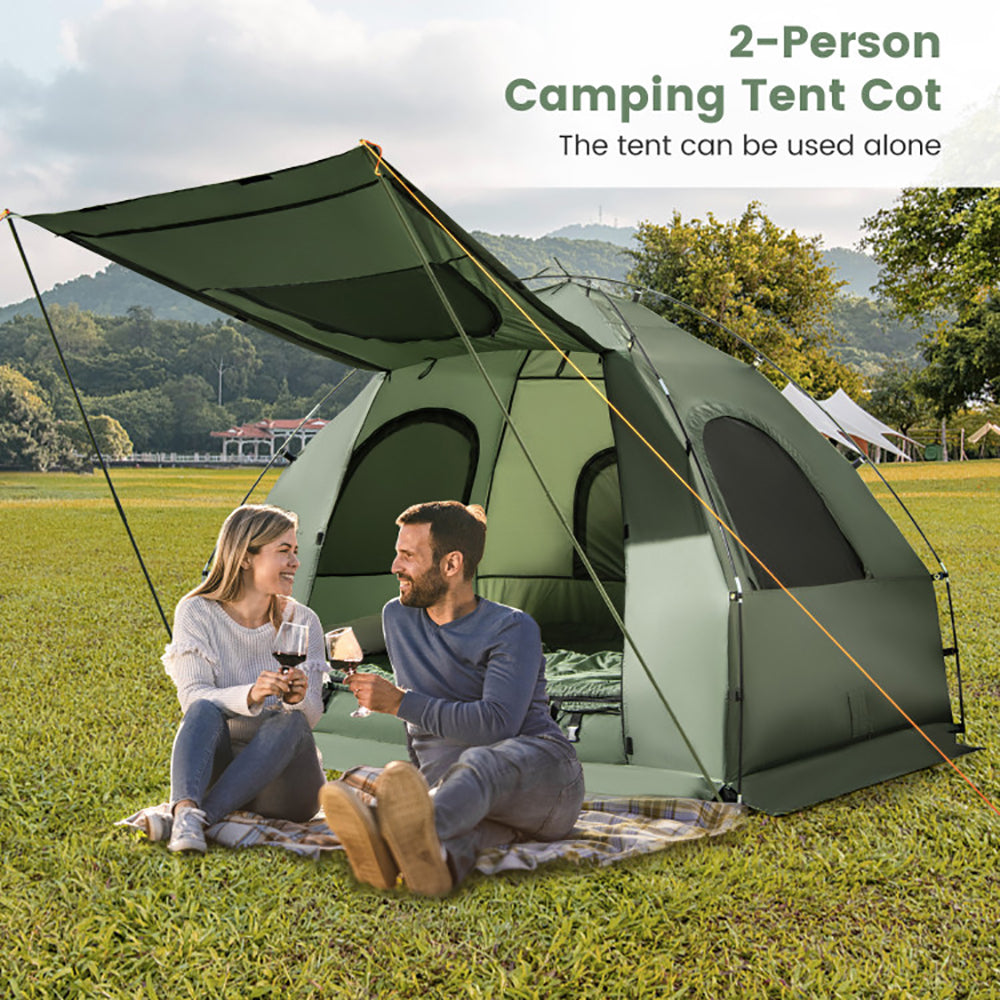 Multifunctional Foldable Camping Tent Cot with Air Mattress & Sleeping Bags
