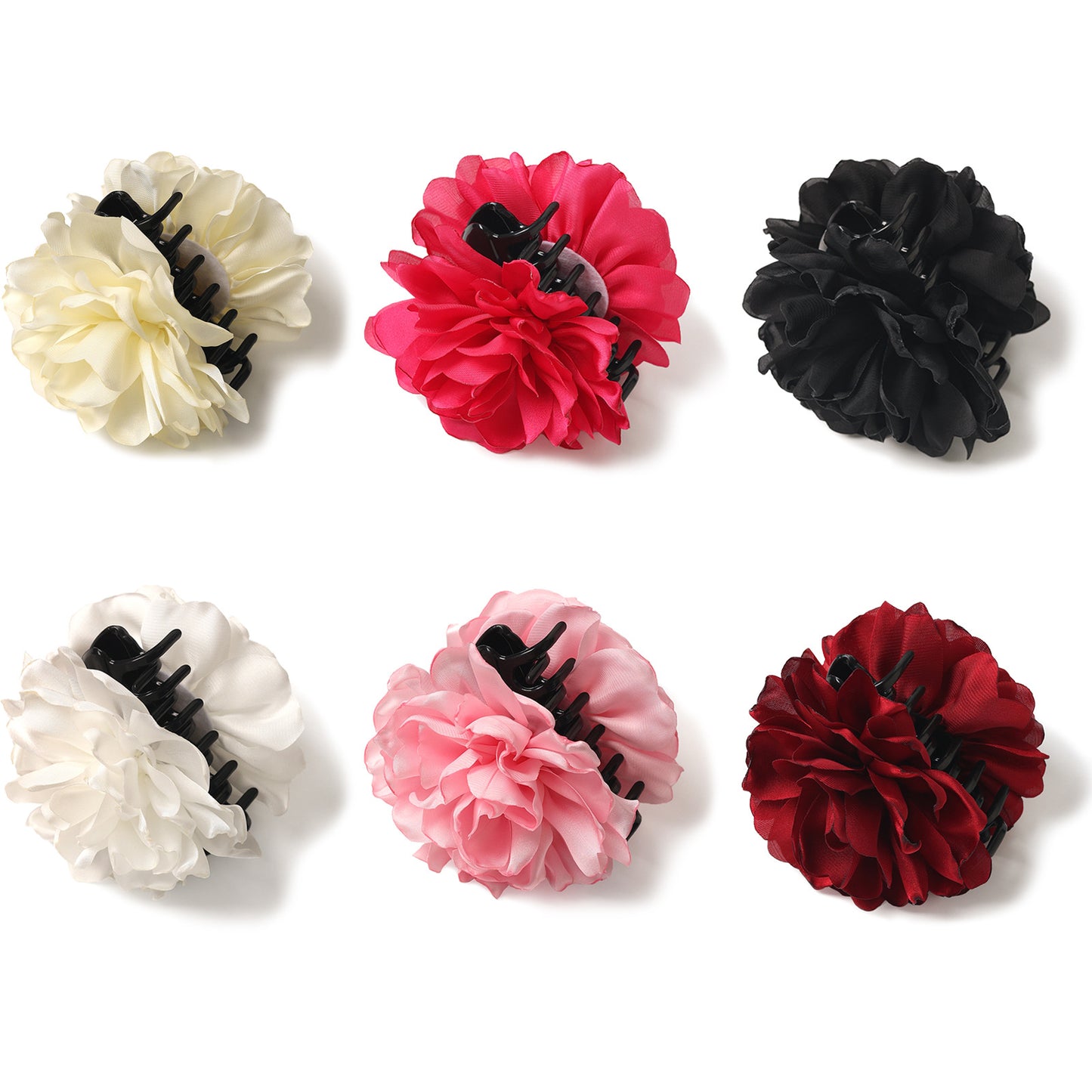 Minimalist Satin Camellia Hair Clip for Women - Large French-Style Gripper
