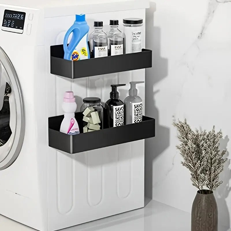 Magnetic Plastic Kitchen Shelf Rack Set - 2-Piece Wall Mount