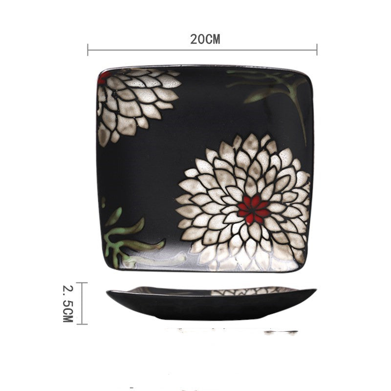Ceramic Hand-Painted Western Style Breakfast Plate 8 Inch Microwave Safe