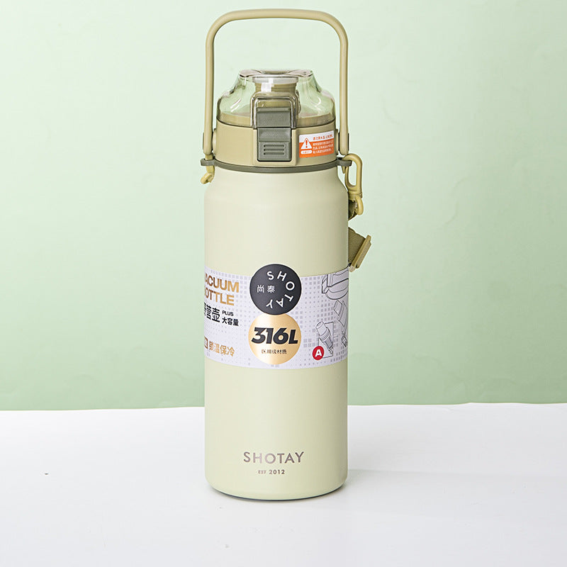 Large Capacity Stainless Steel Travel Thermos Bottle - Black, Pink, White, Green