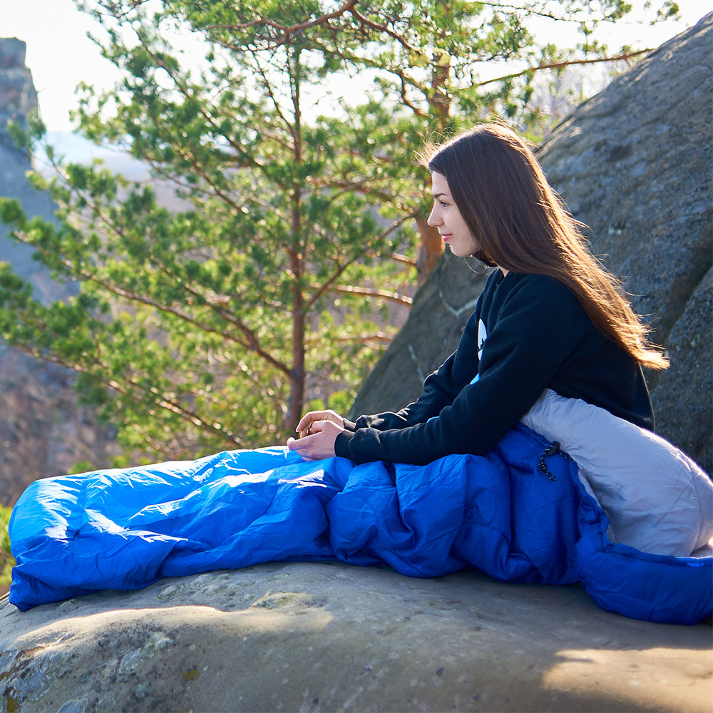 3-Season Camping Sleeping Bag - 220x80cm, Blue