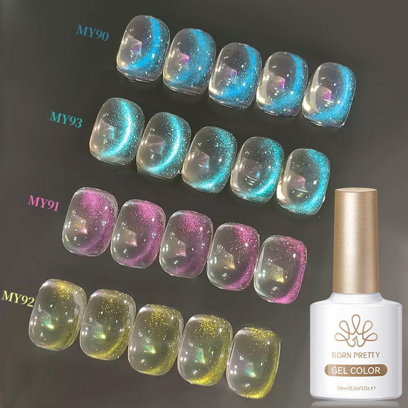 Colorful Cat Eye Nail Gel Polish Set - Dazzling Blue Tear Mermaid Effect