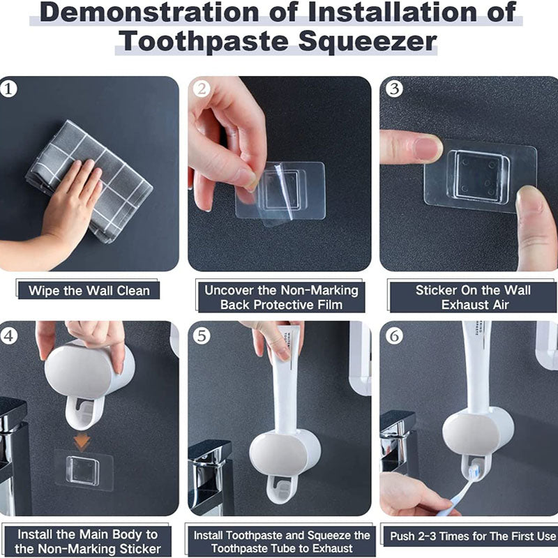Wall Mounted Automatic Toothpaste Dispenser Squeeze for Bathroom