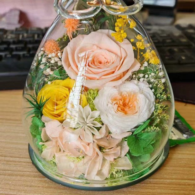 Christmas & Valentine's Day Rose Bouquet Ornament with Light - Handmade Gift