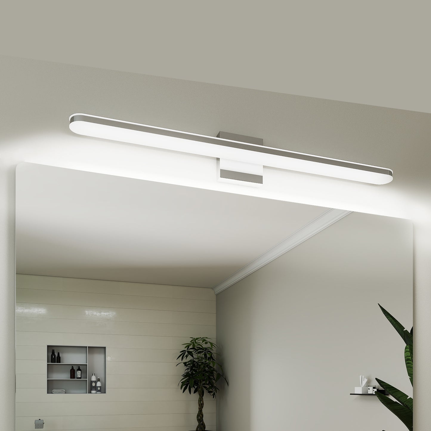 32-Inch Dimmable LED Vanity Light Fixture for Bathroom Mirror Chrome Finish