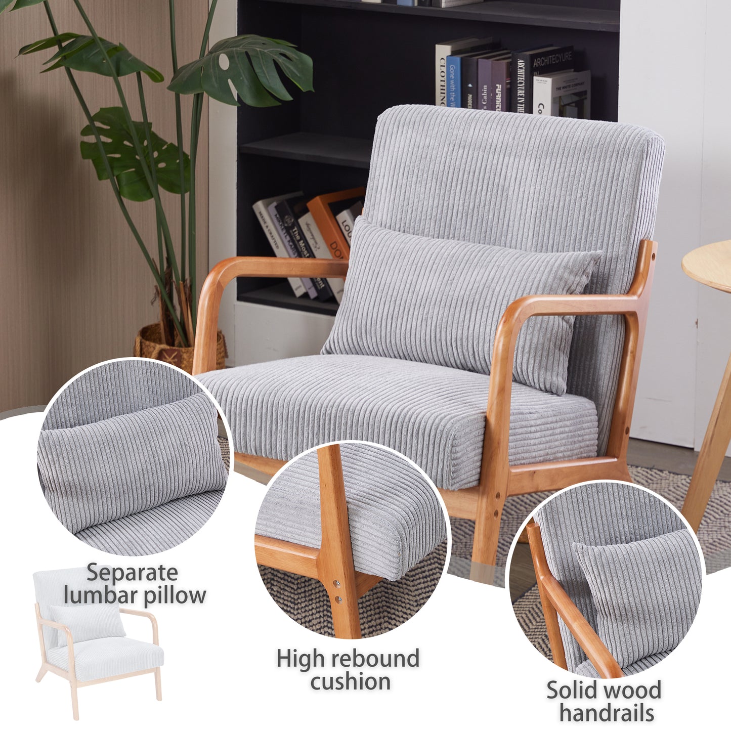 Mid-Century Modern Upholstered Accent Chair - Light Gray