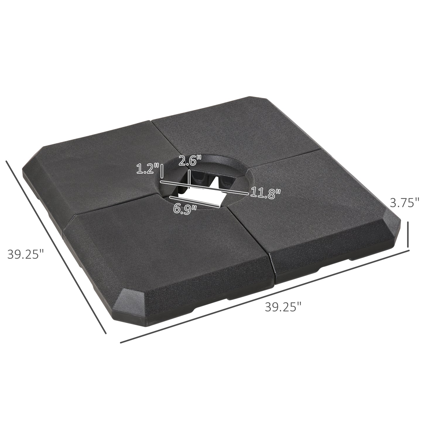 Heavy Duty 4-Piece Offset Umbrella Stand Base - 264 lb Capacity, Easy Fill