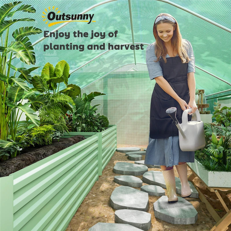 Green Tunnel Greenhouse Hoop House with Galvanized Steel Frame & Large Windows