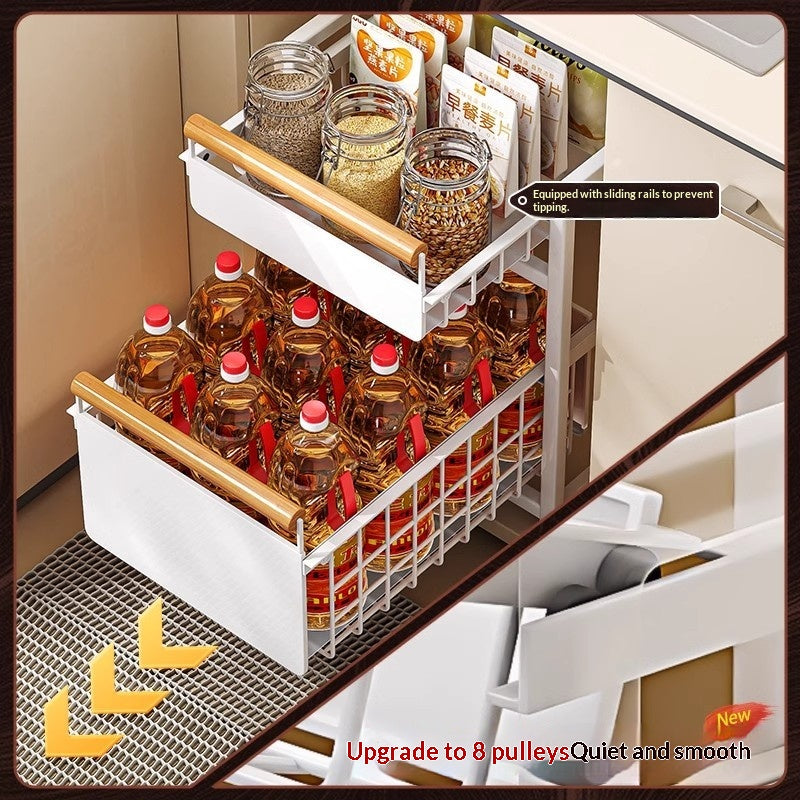 Installation-Free Kitchen Square-Tube Dish Cabinet with Multi-Tier Drawer Storage