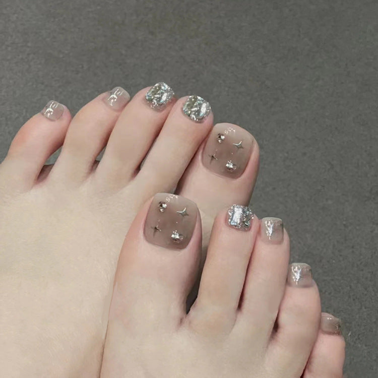 Diamond Embedded Star Nail Stickers - Detachable Toenail Art Decals