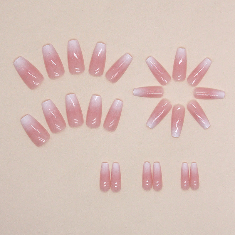 Mid-Length Ballet Nail Stickers - Girl Gradient Nail Art Decals Pink