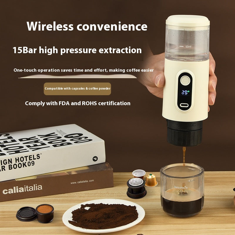 Portable Wireless Coffee Machine - Compact Capsule Espresso Maker for Home & Outdoor Use