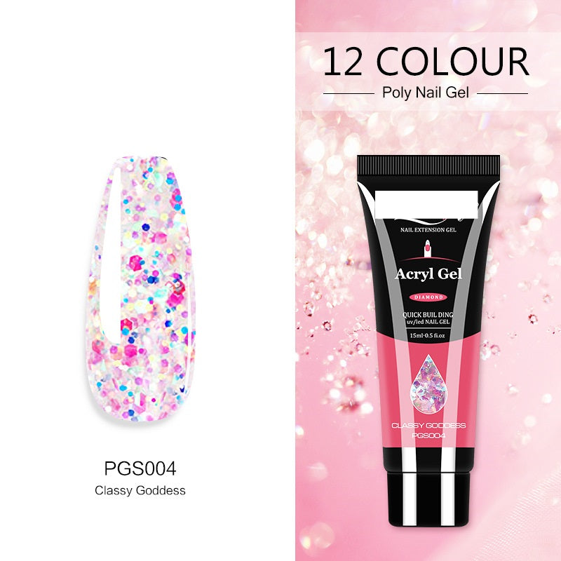 Women's Crystal Nail Polish Extender - Glitter & Capacity Variants 15ML