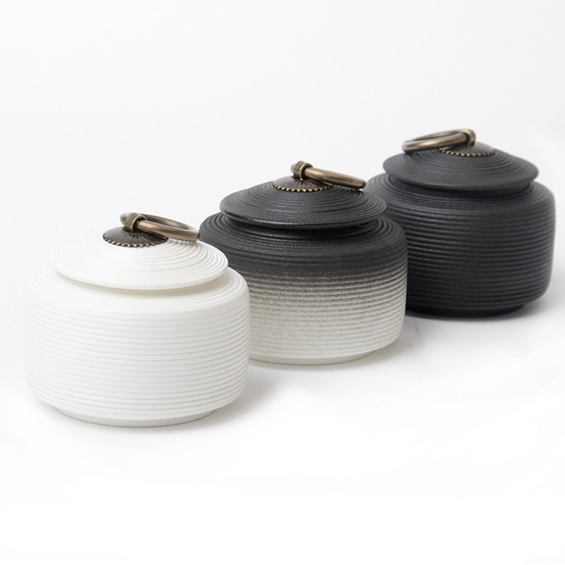 Retro Stoneware Sealed Tea Storage Canisters - Moisture-Proof Ceramic Jars