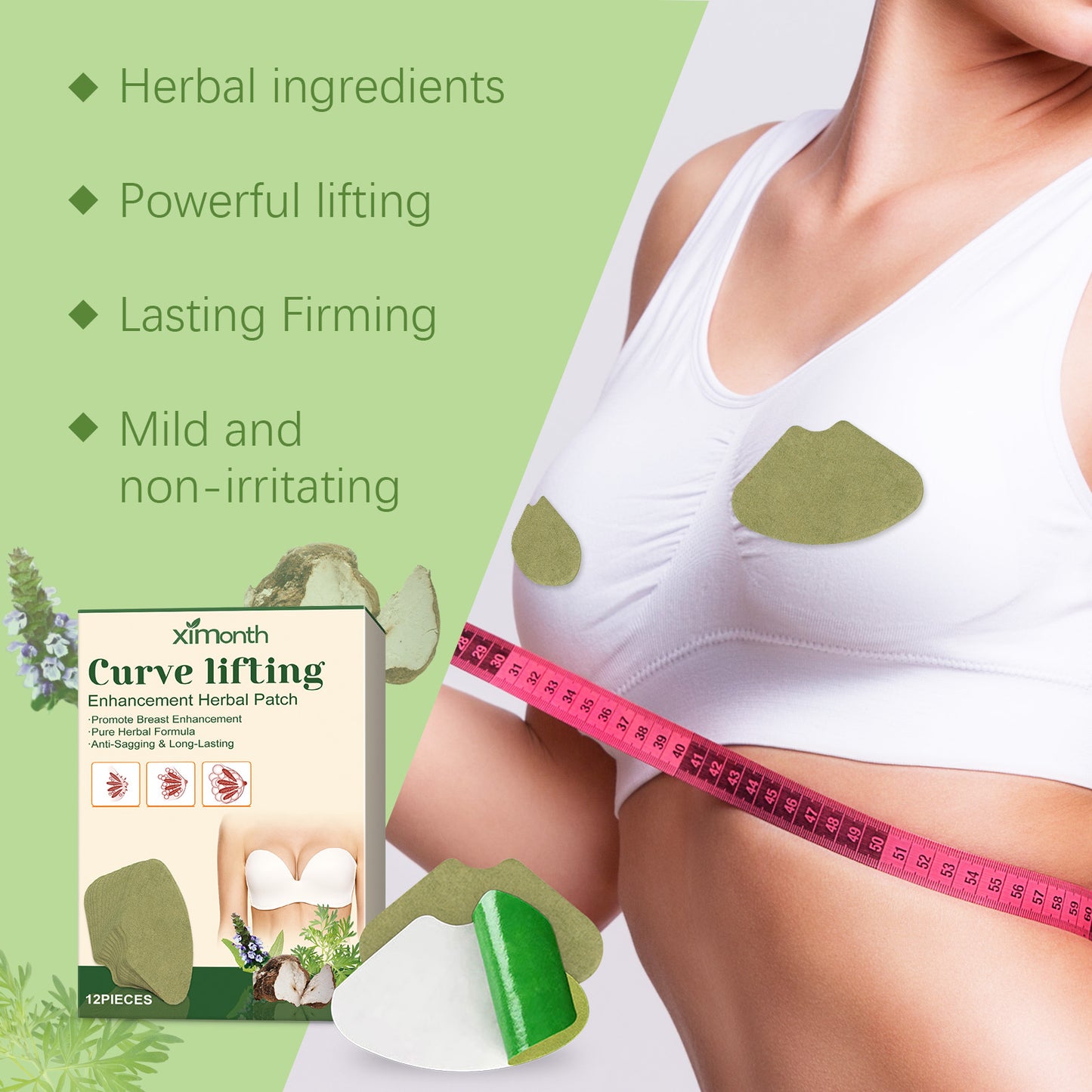 Herbal Chest Firming & Lifting Patches - 12 Pack Invisible Skin Treatment