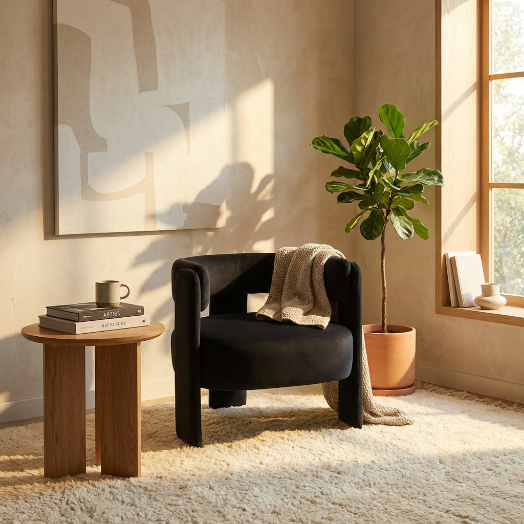Modern Velvet Accent Chair - Comfy Single Sofa for Living Room