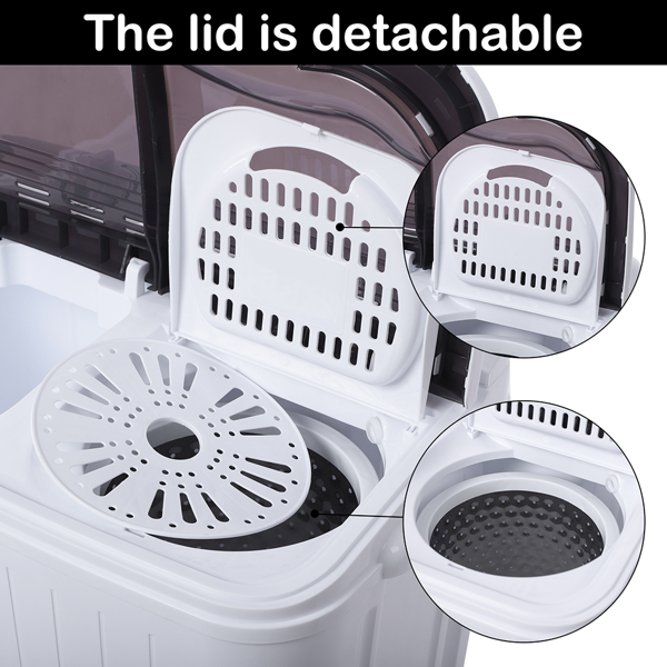 14.3lb Semi-Automatic Gray Washing Machine with Cover - Home Appliance