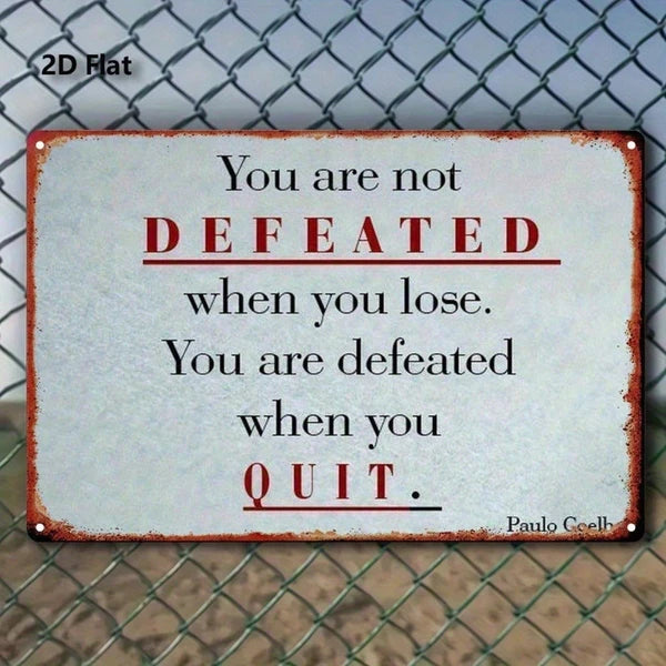 Never Give Up Inspirational Metal Sign - Vintage Wall Art 8x12