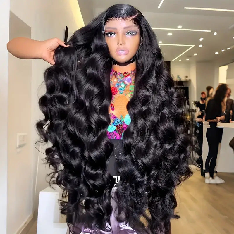 Mid-Length Curly Lace Wig for Women - Large Wave Hair with Bangs