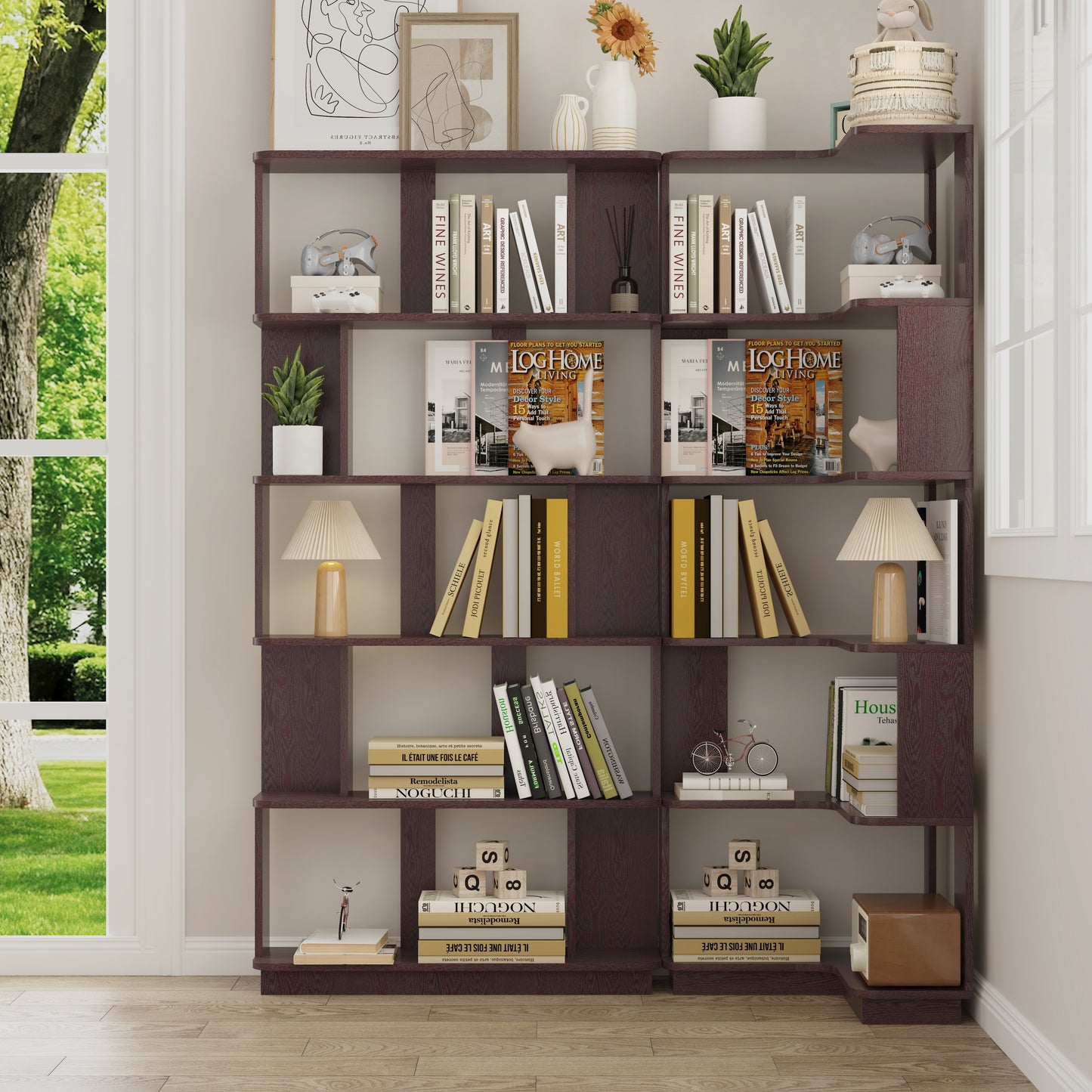 Set Of 2 Free Combination Bookcase Space Saving Corner Bookshelf 55cm