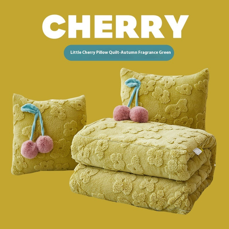 Kids Plush Nap Pillow and Blanket Set - Thickened Cozy Bedding