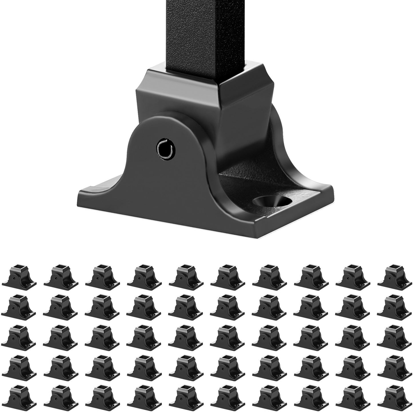 Black Aluminum Baluster Shoes for Staircase Support - 50 Pcs