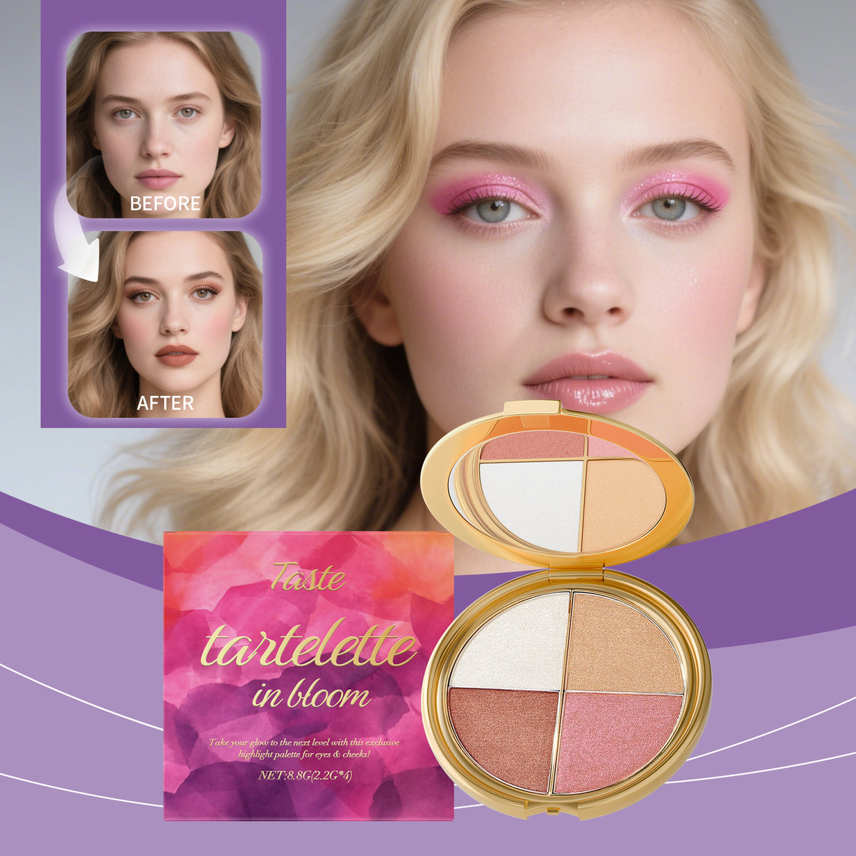 Highlighter Eyeshadow & Blush Palette 8.8g
