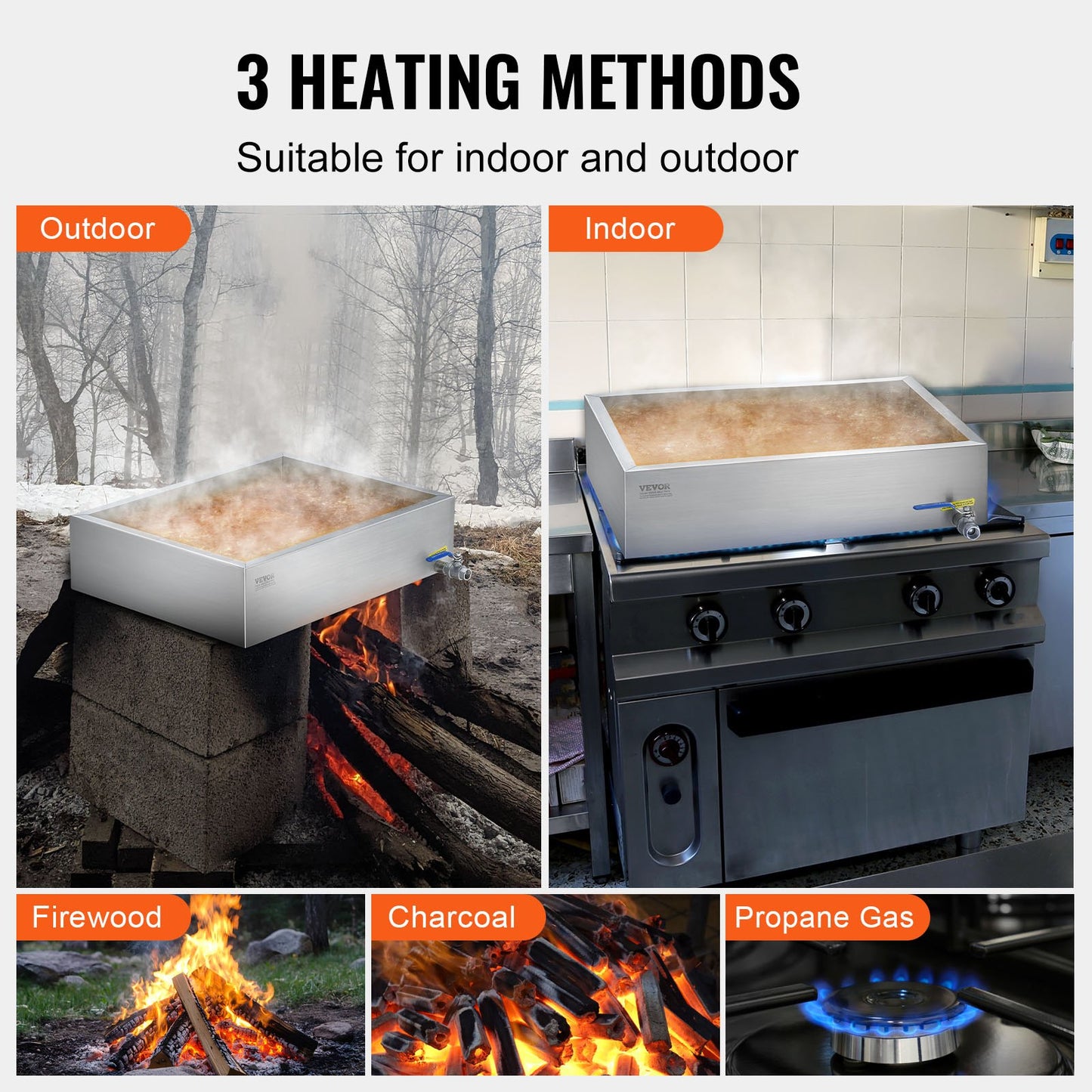 Maple Syrup Evaporator Pan - 304 Stainless Steel with Valve