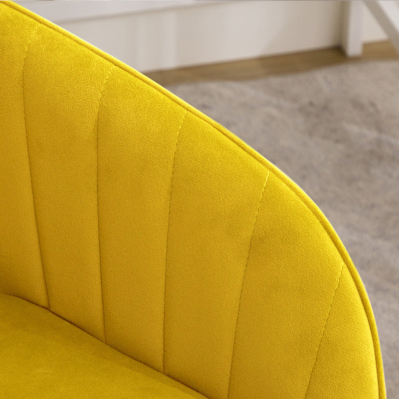 Bright Yellow Velvet Office Chair with Gold Base