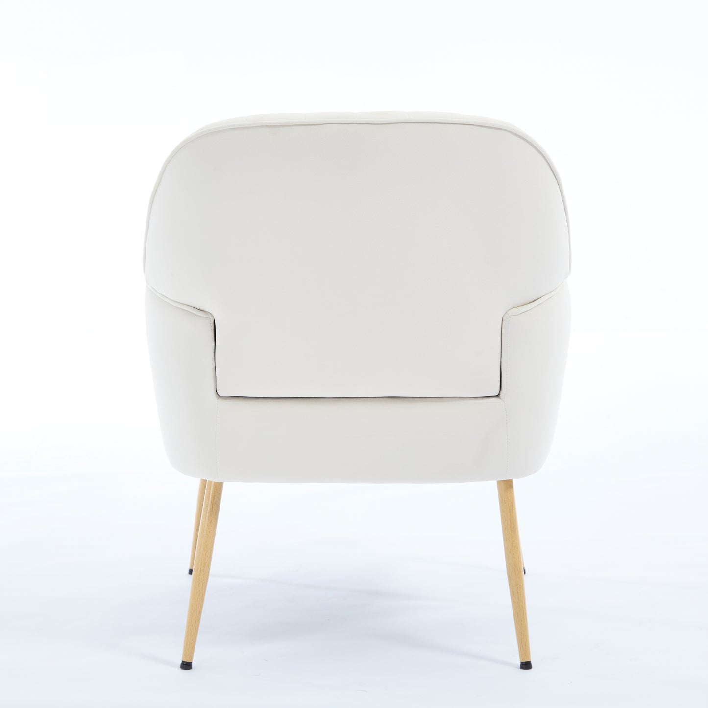 Beige Velvet Accent Chair - Modern Upholstered Barrel Armchair