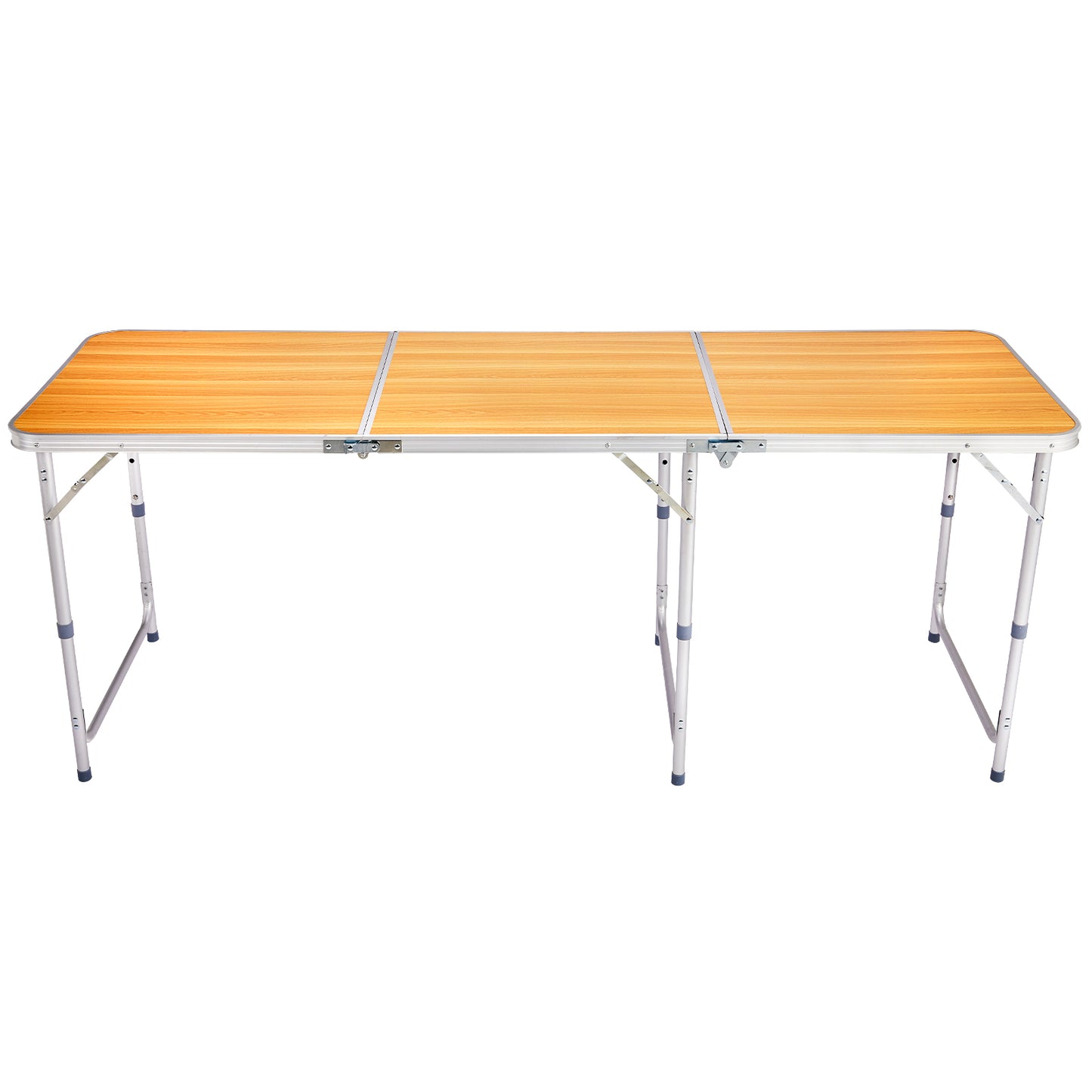 6ft Wood Grain Folding Table - Aluminum Alloy Tri-Fold Design